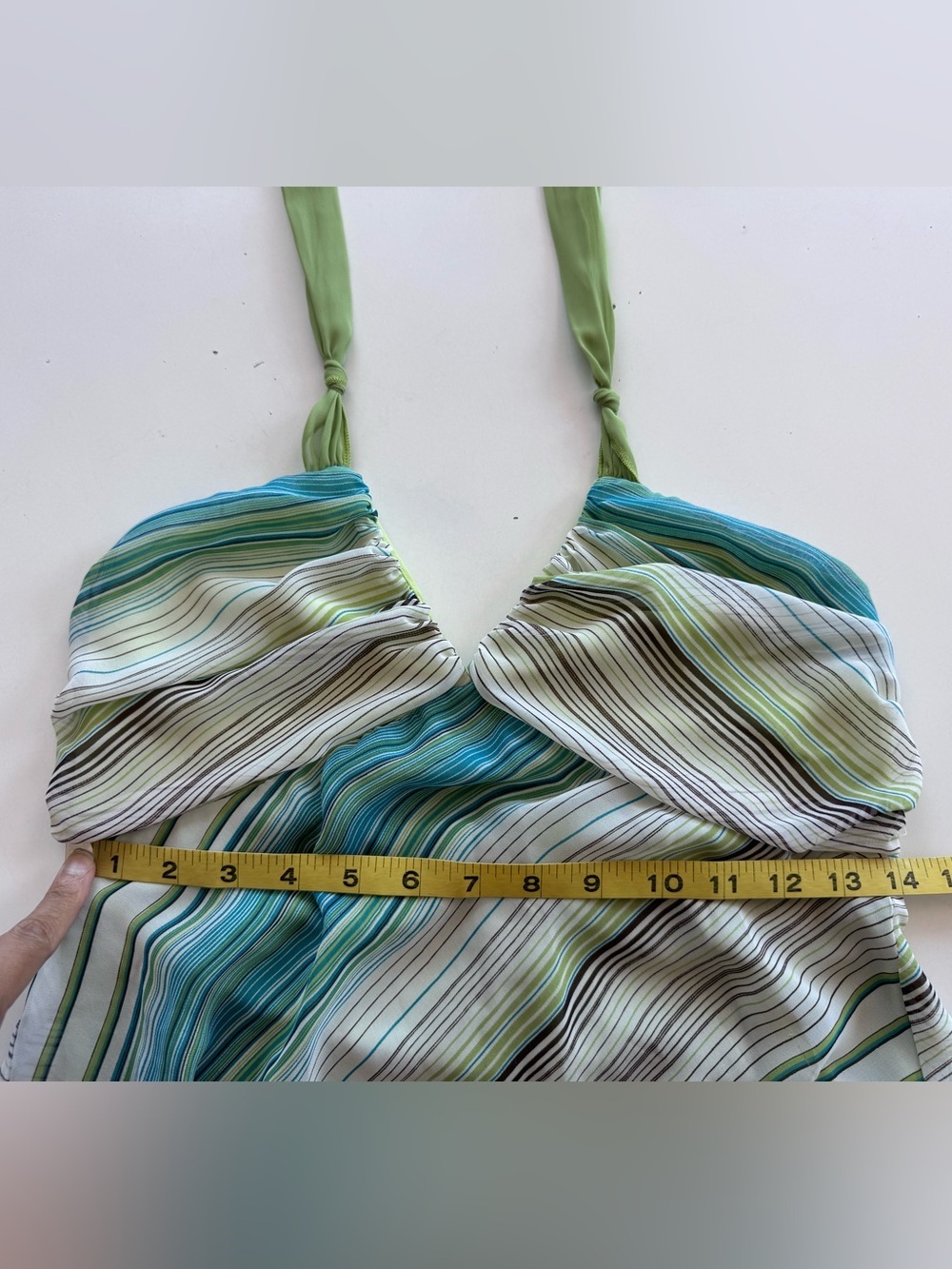 Vintage Y2K Three Pink Hearts Trixxi Striped Sheer Hankerchief Halter Top - Picture 6 of 7